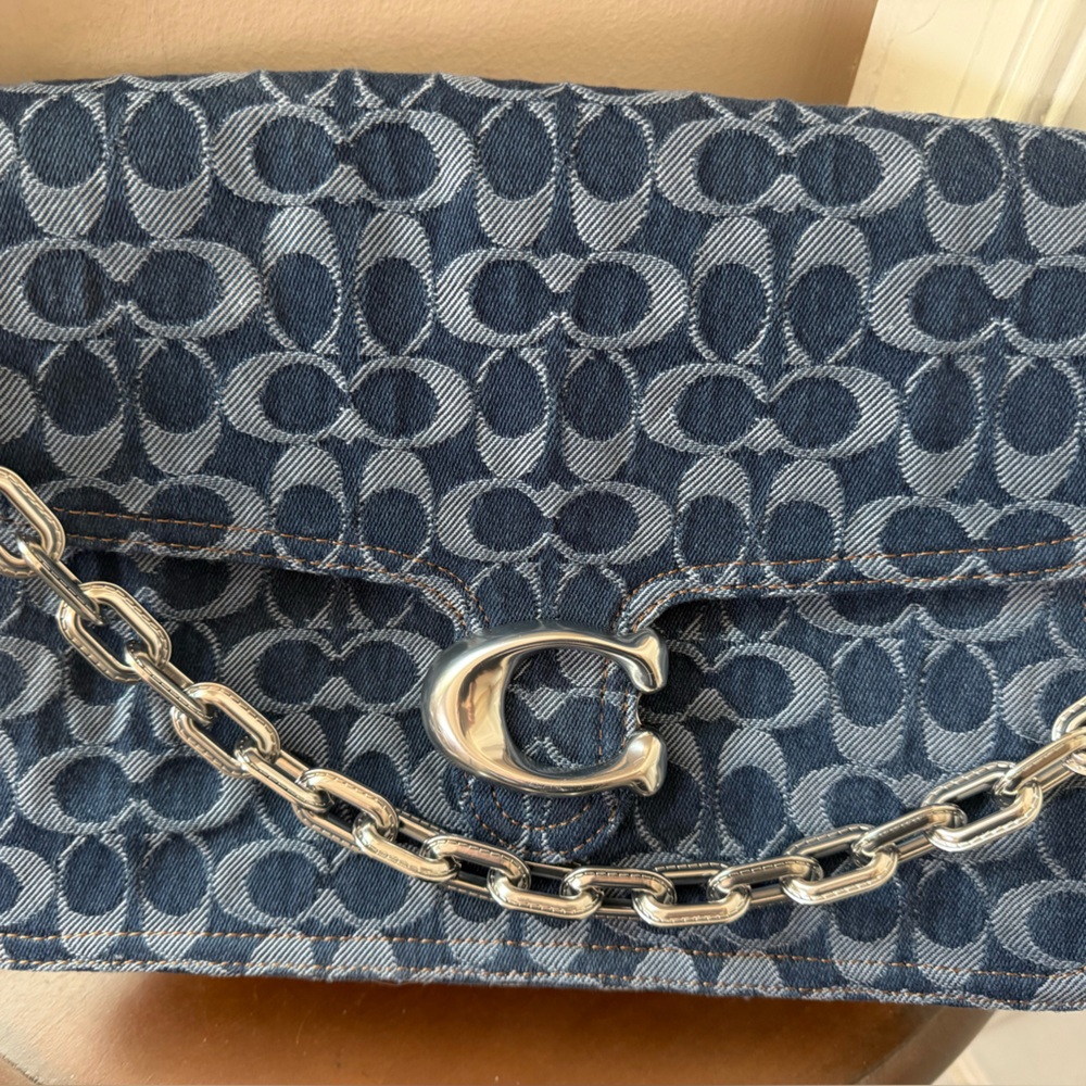 Coach Denim Crossbody Bag with Silver Chain Tabby style